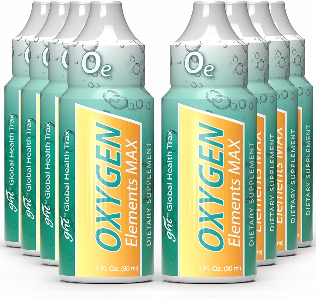 Fett - Sauerstoff-Elemente Max flüssige Sauerstoff Tropfen in 1 Unze Flasche, Portable Supplement - Bolster Endurance und Stamina, Reinigen Zellen (8 Packung)