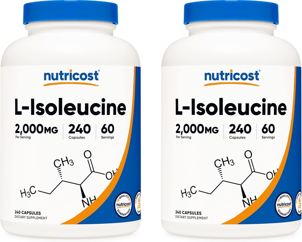 Nutricost L-Isoleucine 2000mg pro Servierung, 240 Kapseln pro Flasche (2 Flaschen)