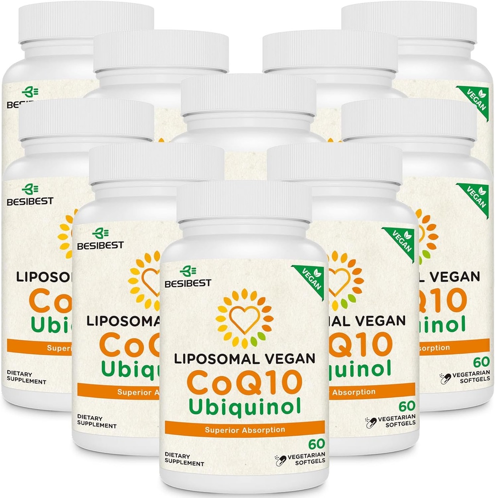 1000mg Liposomal CoQ10 Ubiquinol, 600 Vegan Softgels, hohe Absorption Ubiquinol CoQ10 Beilage, aktive Antioxidante Form von Coenzym Q10 für Herzfunktion & Energieproduktion