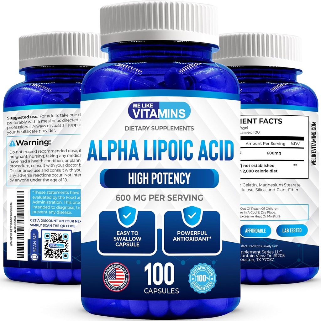 Wir mögen Vitamine Alpha Lipoic Acid 600mg Kapseln - 100 Portionen - Alpha Lipoic Acid Kapseln hilft Gelenkgesundheit und Antioxidans Gesundheit zusammen mit freiem Radikalen Schutz