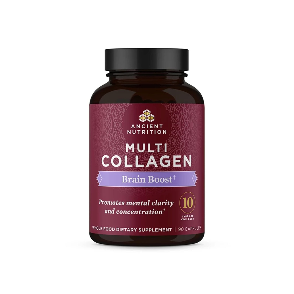 Antike Ernährung Collagen Protein Brain Boost, Collagen Protein Capsules Brain Supplement für reduzierte Joint Discomfort, Gesunde Haut und Nägel, 90 ct