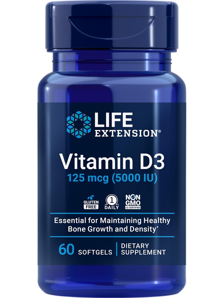 Lebensverlängerung DHEA 60 Kapseln und Vitamin D3 5000 IU 125 mcg 60 Softgels - Hormonbilanz, Knochengesundheit, Immun- und Herz-Kreislaufunterstützung