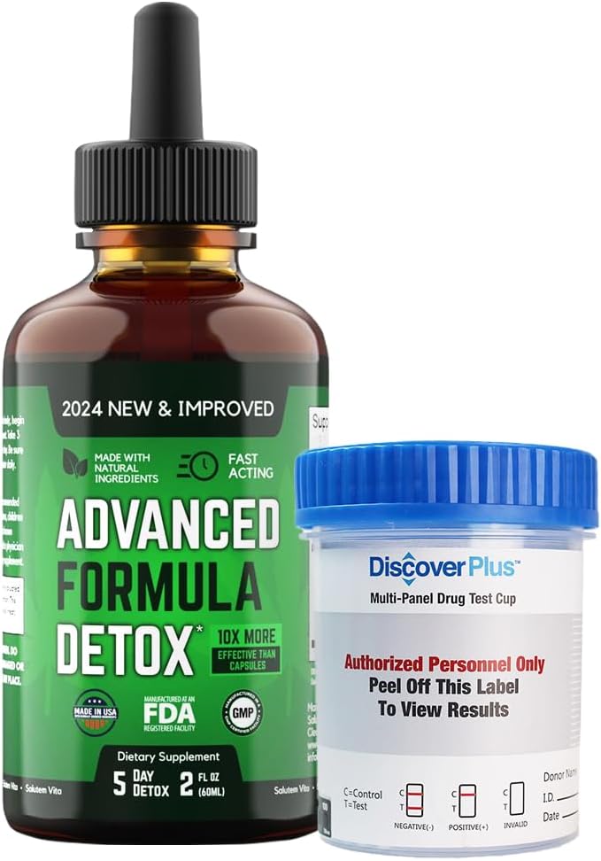 Salutem VitaTM Liquid Advanced Formula Detox - Detox Kit mit Test Cup: Flüssige Nahrungsergänzung für Total Body Cleanse - Beilage für Toxin Entfernung - 1 Pack - 2 Fl Oz (20 Servierungen)
