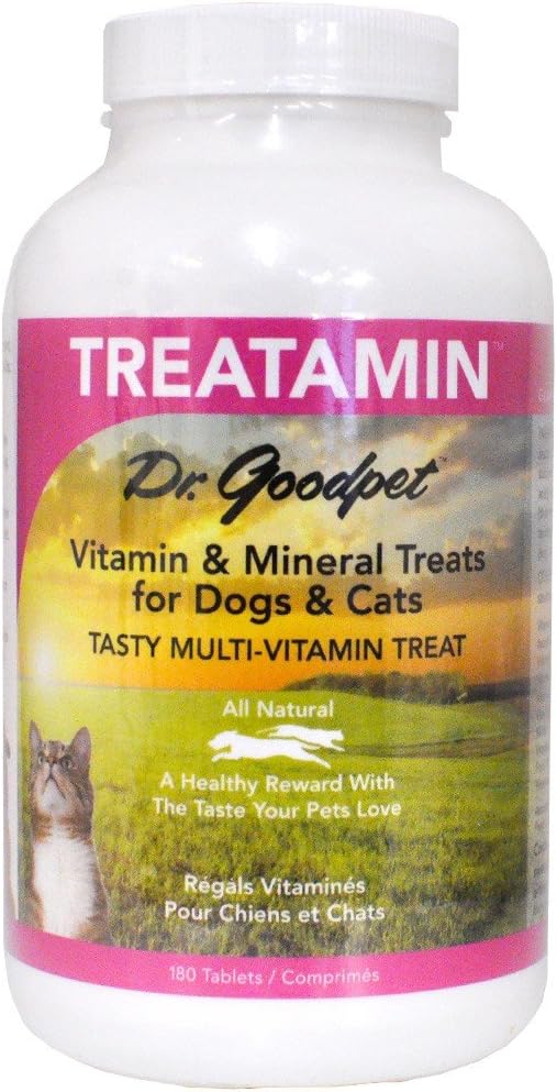Dr. Goodpet Treatamin - Delicious All Natural Healthy Vitamin/Mineral Treats für Hunde & Katzen mit Ziegenmilch Whey- 180 Tabs