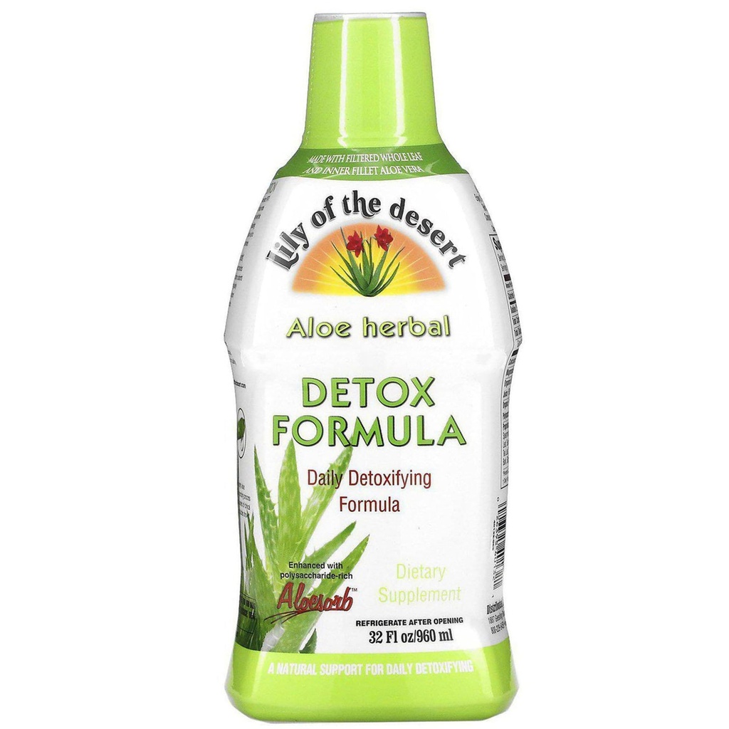 Lily Of The Desert Aloe Vera Herbal Detox Formula - Aloe Vera Juice mit Milchdistel, Slippery Elm, Burdock Root, Dandelion Root und Echinacea für Gut Gesundheit, Liver Support und Wellness, 32 Oz