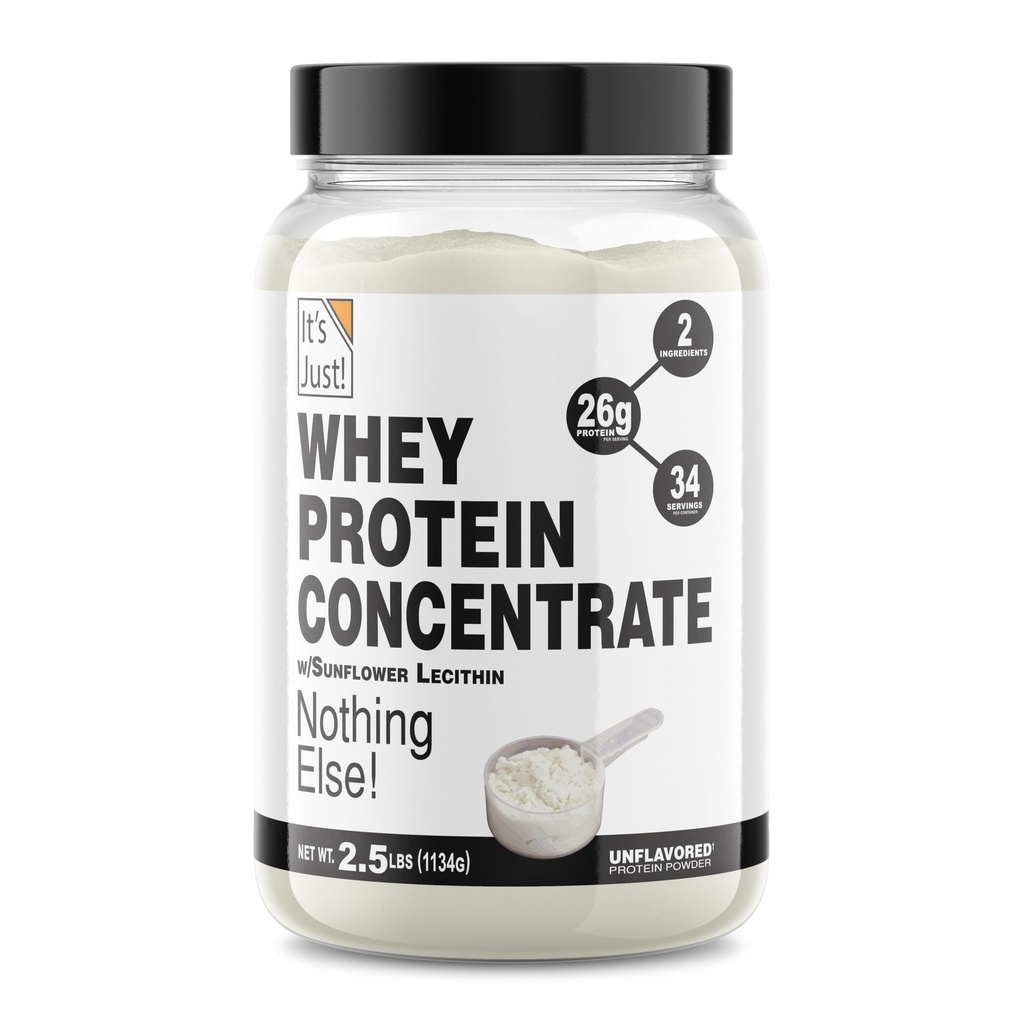 Es ist Just! - 100% Whey Protein Konzentrat, Made in USA, Premium WPC-80, Ohne Zusatz von Aromastoffen oder künstlichen Süßungsmitteln (2.5 Pfund, Unflavored)