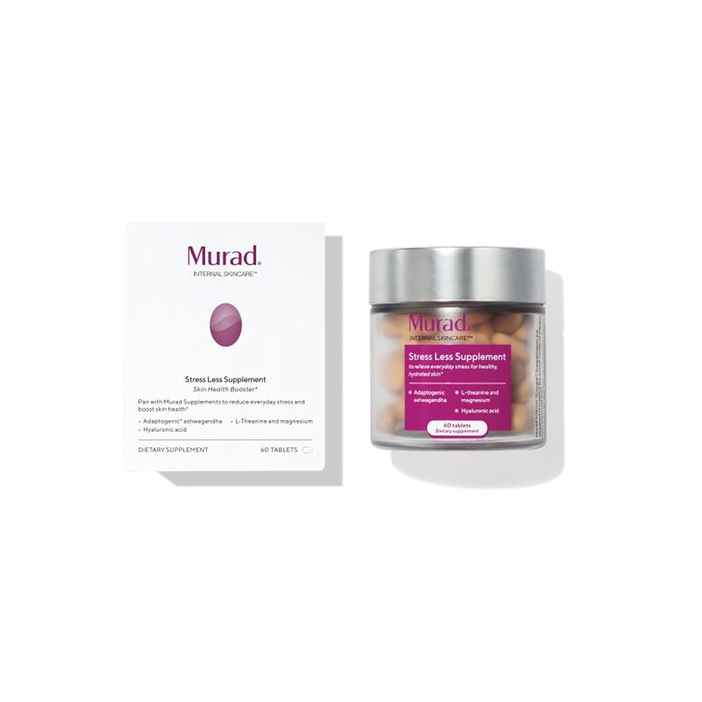 Murad Stress-Less-Ergänzung - unterstützt Beruhigung, Entspannung & Psychische Klarheit, fördert Fokus & Energie, mit L-Theanin, Ashwagandha, Biotin & Hyaluronsäure für Hauthydratisierung - 30-Tage-Versorgung, 60 Stk