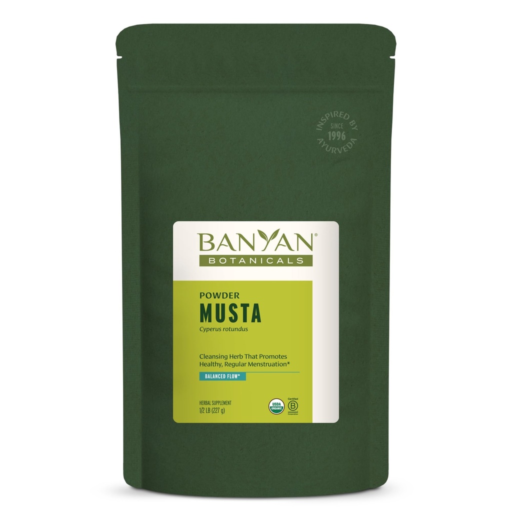 Banyan Botanicals Musta Powder – Bio Cyperus Rotundus – Natürliche ayurvedische Kräuter Menstruation Supplement – Lebergesundheitsergänzung und Verdauungshilfe* – 1⁄2 lb. – Non-GMO Sustainable Sourced Vegan
