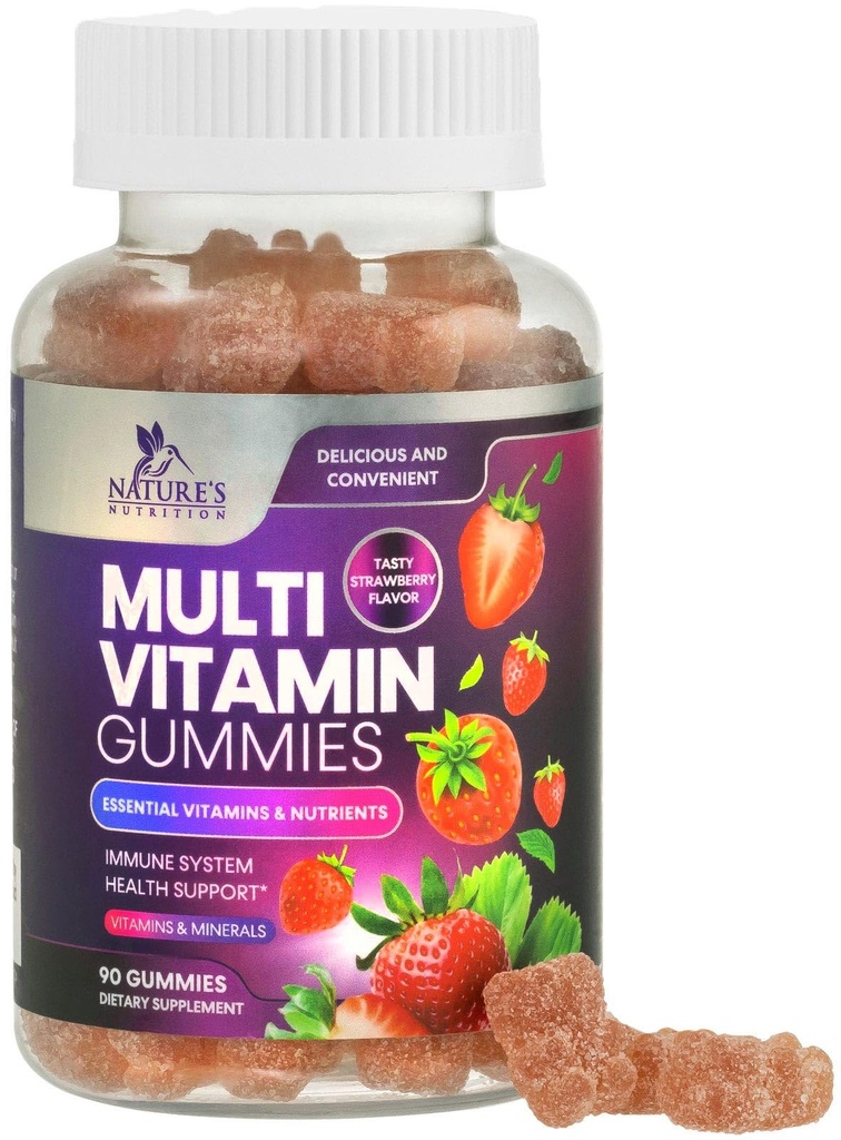 Multivitamin-Gummi für Erwachsene, Tägliche Gummy Vitamine & Minerals mit Vitaminen A, C, D, B12 für Frauen & Männer, Immununterstützung Gummy Multivitamins Supplement, Adult Multi VIT Vitamin - 90 Gummis
