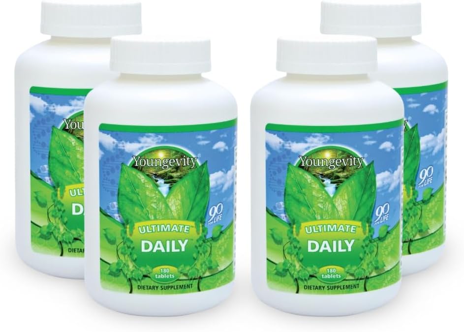 Youngevity Ultimate Daily Mega Multivitamin - 20+ Vitamine und Mineralien w/ CoQ10 - Vitamine A, C, D, E, Zink, Folat, Selen, Calcium, Chrom und mehr - Hohe Absorption 180 Tabletten (Pack von 4)