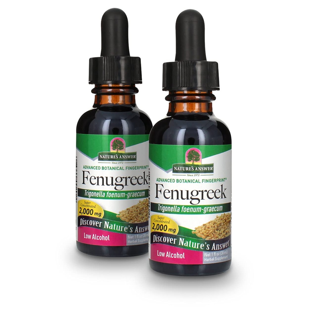 Natur Antwort Fenugreek mit Bio-Alkohol 2000mg 1oz Extrakt | Female Reproductive & Lactation Support | Natural Menopause Aid | Glutenfrei, Non-GMO, Vegan | 2 Pack