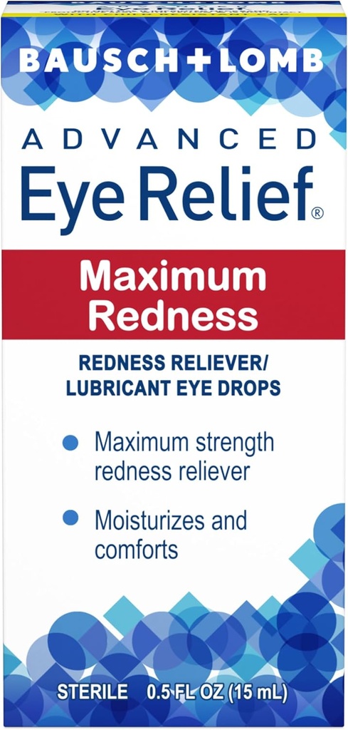 Bausch & Lomb Advanced Eye Relief Maximum Redness Lubricant Augentropfen von 0.5 Fl Oz (15 mL) - Pack von 5