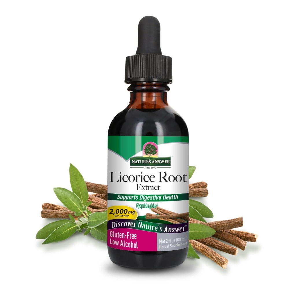 Nature's Answer Licorice Root Supplement 2000 mg 2oz Low-Alcohol Extract | Unterstützt Verdauung | Fördert Atmungsaktivität | Natürliche Detox | Single Count