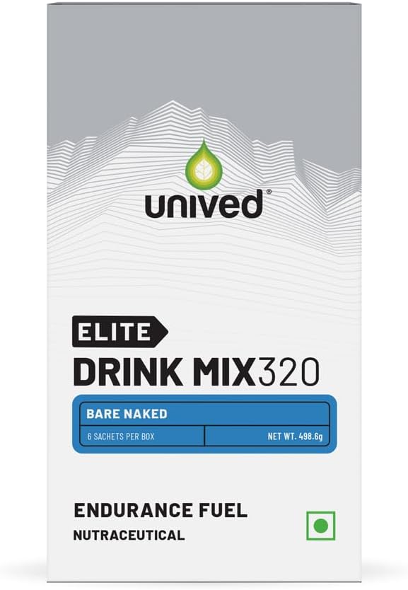 Unived Elite Drink Mix 320 | High Calorie Energy Drink | 2:1 Ratio & 80g Kohlenhydrate mit 1705mg Essential Electrolytes | Endurance Sportgetränk, Bare Naked, 6 Pack