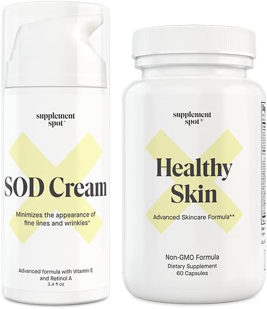 Bundle: SOD Superoxide Dismutase Facial Cream and Healthy Skin Anti-Aging Supplement