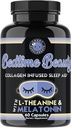 Bedtime Beauty, Collagen Infused Twilight Nachtzeit Schlafhilfe, Alle natürlichen Pillen w. L-Theanin, Melatonin, Magnesium & Hyaluronsäure Natürliche Schlafmädchen Mocktail, 60 Kapseln, 30 Serv