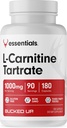 L-Carnitin Tartrat 1000mg, Essentials (90 Servierungen, 180 Kapseln)