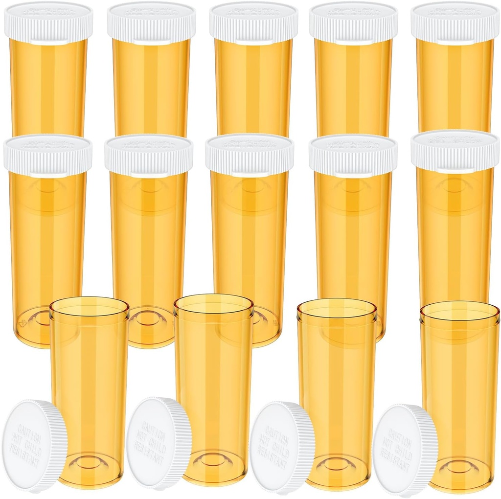 Pill Bottles Leer mit Kappen (14 Packung), 8 Dram Small Plastic Medicine Bottle Easy Open Prescription Medication Container Vials Clear Travel Pill Bottle Case