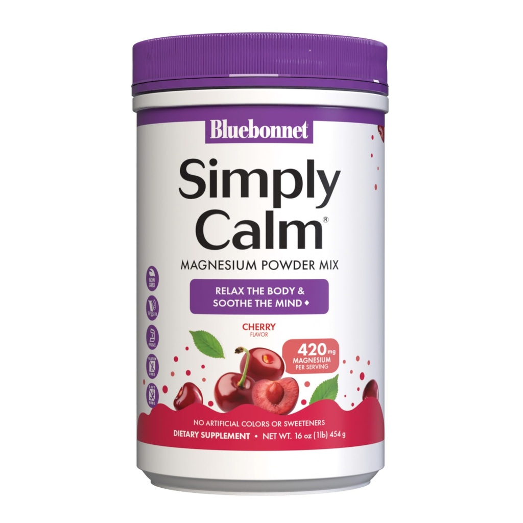 Bluebonnet Nutrition Beruhigen Sie sich einfach Pulver, für Beruhigung*, Muskelkrämpfe*, Stress Relief*, Non-GMO, Vegan, Kosher Zertifiziert, Glutenfrei, Sojafrei, Dairy-frei, 16 Unze, 82 Servierungen, Kirschen Geschmack