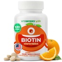 Kinder Biotin 5000mcg Chewable Tablets | Tasty Biotin Supplement | Vegan, Non GMO | Haarwachstum, Haut und Nail Heath | Haar Vitamine für Kinder | 120 Chewables