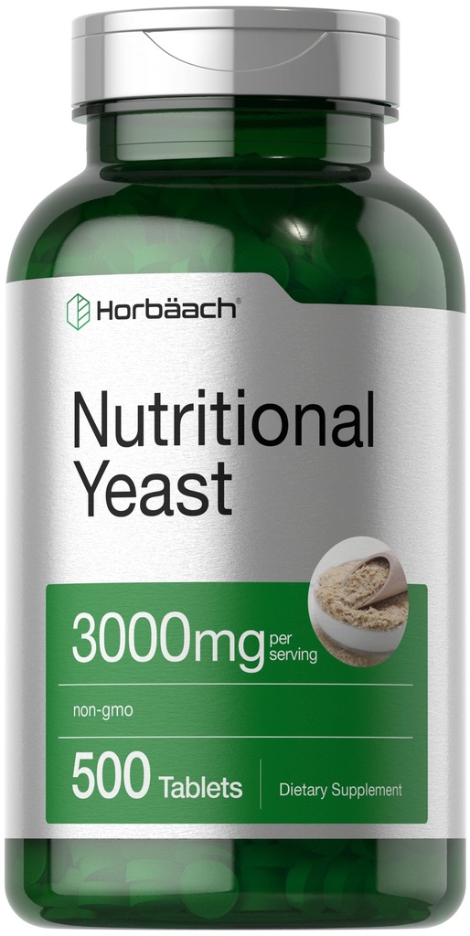 Horbaach Nutritional Yeast Tablets 3000mg | 500 Count | mit B12, B1, B2, und Niacin | Non-GMO & Gluten Kostenlose Ergänzung
