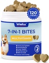 Wellix Hunde-Vitamine und Ergänzungen - Multivitamin Chewable Treats for Dogs, Skin & Coat, Mobility Support, Hip & Joint Supplement, Immunsystem & Overall Health(120 Chews)