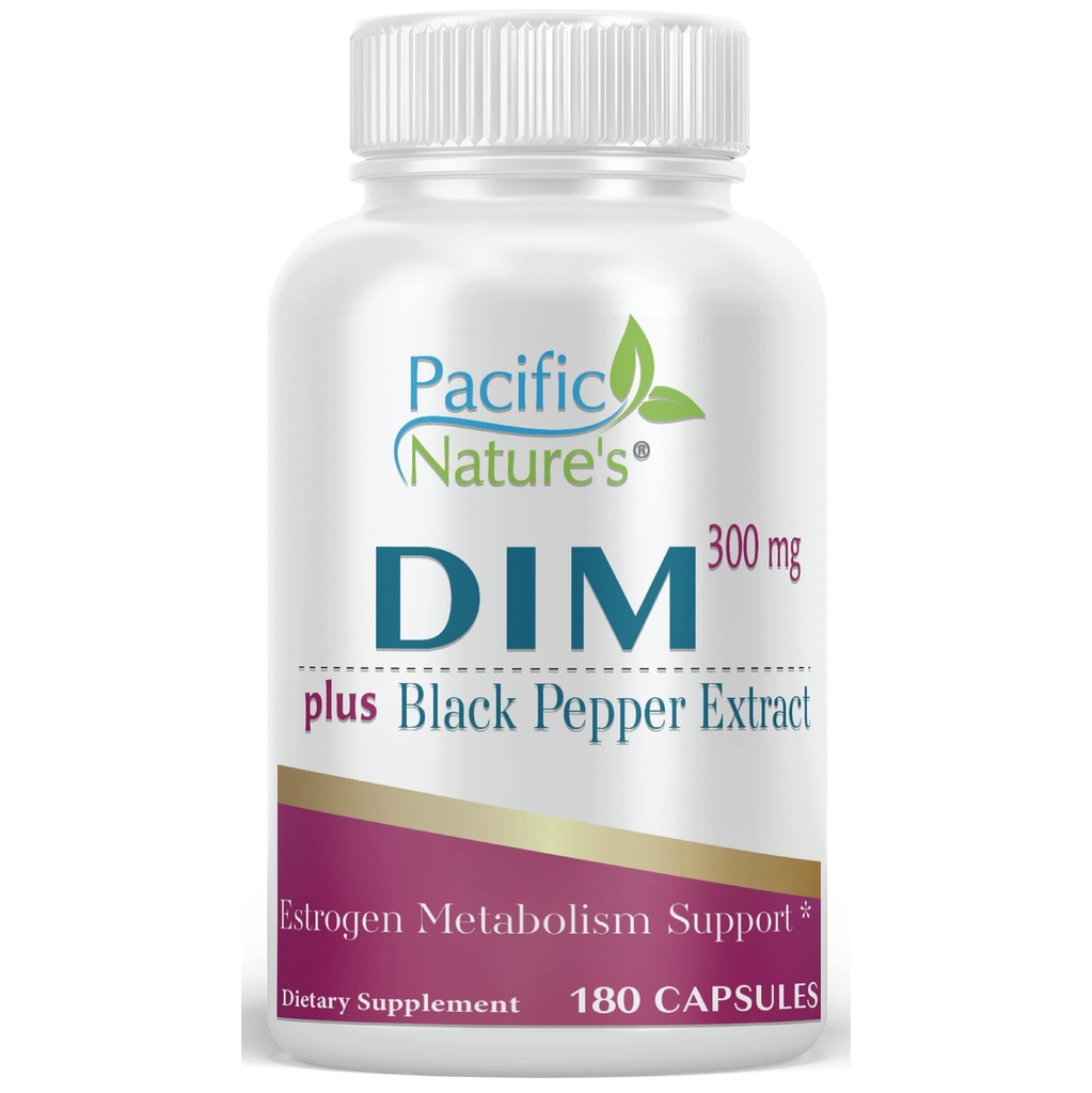 Pacific Nature's DIM 300mg mit schwarzem Pfeffer (180 Kapseln) Diindolylmethan Ergänzung für Hormon Balance und Unterstützung für beide Männer und Frauen - Glutenfrei, Non-GMO