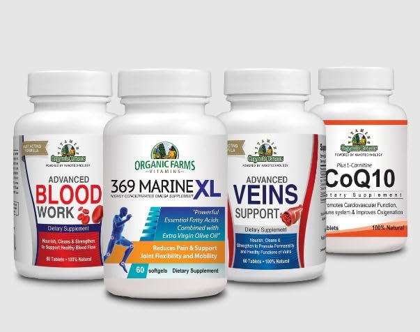 Zirkulationskit - Blut + Co-Q10 + 369 Marine XL + Venen - Nahrungsergänzungsmittel und Vitamine - natürliche Nahrungsergänzungsmittel