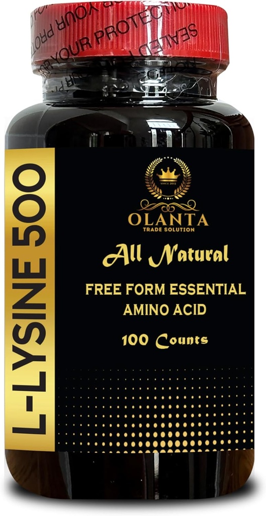 L-LYSINE 500 - L-Lysine-Ergänzung für Augengesundheit Lippenpflege Kollagensynthese und Immununterstützung, hochfeste essentielle Aminosäure, Tägliche Lysinaufnahme - 1 Flasche 100 Zähler