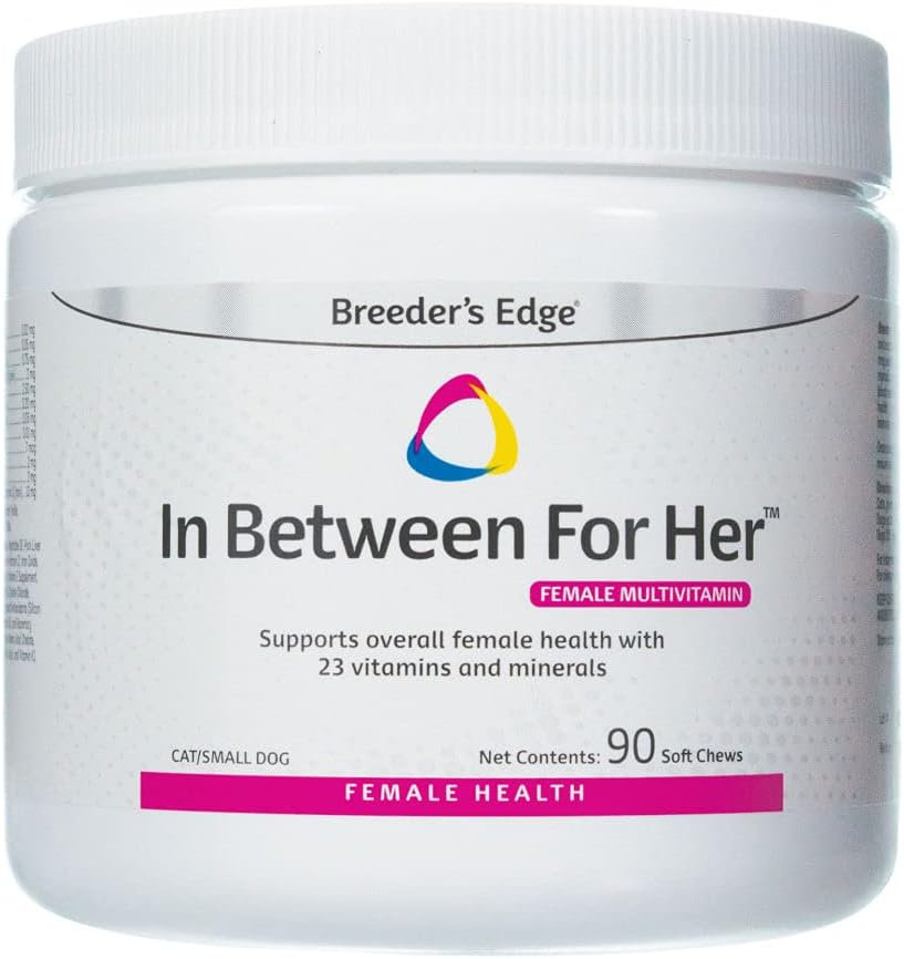 Breeder's Edge in Between for Her, Daily Multivitamin for Breeding Dogs and Cats, Fills Nutritional Gaps, und unterstützt Mütter zwischen Züchtung, 90 ct Cat & Small Dog
