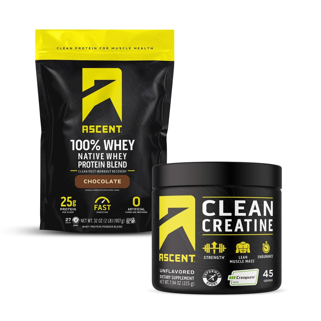 100% Whey Protein Pulver, Schokolade 2 lb & Kreatin Monohydrat Pulver, Unflavored 45 Servierungen