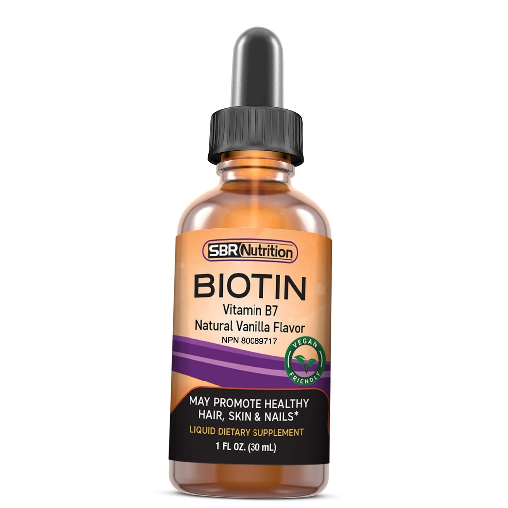 SBR Nutrition Biotin Liquid Drops, 5000mcg pro Servierung (60) 1.0Fl.oz (30ml) Vanille