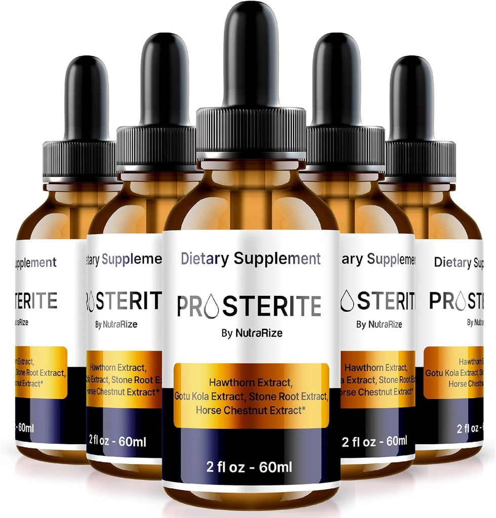 (5 Pack) Prosterite Drops, Alle natürlichen Prostata Support Formel, maximale Stärke Dropper für Gesundheit und Wellness, Kräutermischung Mund Drop, Proste rite Bewertungen Offizielle (150 Servierungen)