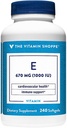 Vitamin Shoppe Vitamin E 1000IU - Natürliche Quelle, unterstützt gesundes Herz-Kreislauf-System, Immun-Gesundheit & Augen-Gesundheit - Einmal täglich (240 Softgel)