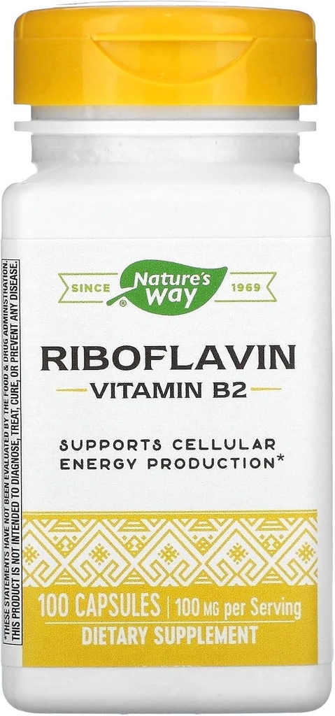 Nature's Way Vitamin B2, 100 mg Riboflavin, 100 Kapseln, Packung mit 2