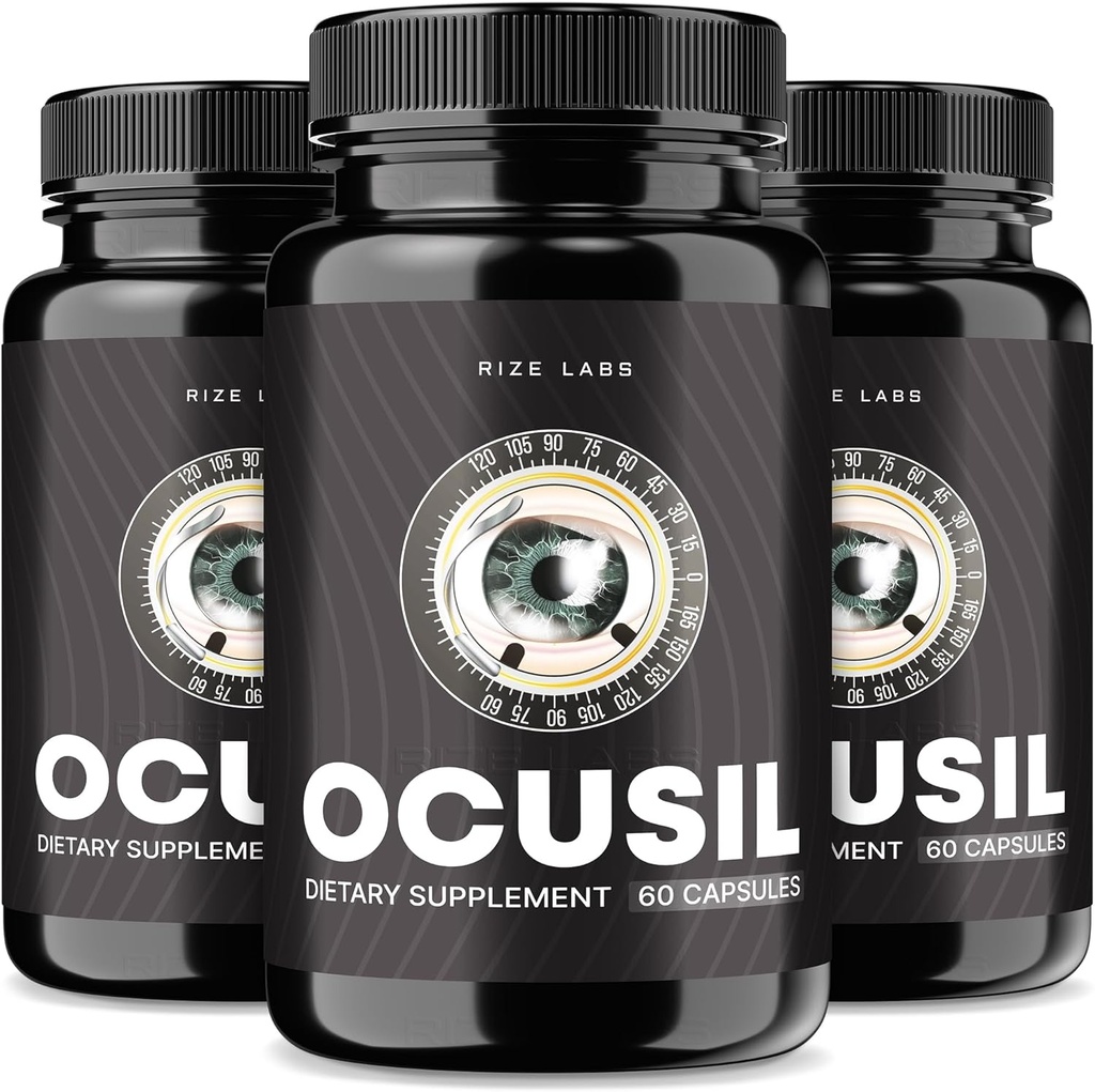 rize labs Ocusil Capsules, Ocusil Support Eye Supplement, Ocusil Lubricant zu verbessern Konzentration und Fokus, Ocusil All-Natural Pillen für gesunde Augen (180 Kapseln) (Pack von 3)