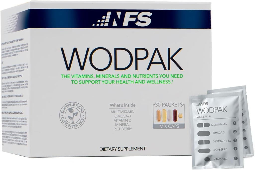 NF Sports WodPak Complete Daily Multivitamin Vitamin Pack für Männer und Frauen, Soft-Gel Berry-Flavored Multivitamine mit Vitamin D, Vitamin D3, Zink, Omega 3, 30 Portionen (Pack von 1)