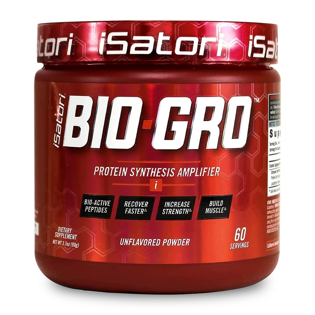 iSatori BIO-GRO Protein Synthesis Amplifier, für Muskel-Recovery & Growth, Enhanced Stimulant Free Pre Workout & Colostrum Supplement mit Bio-Active Peptide- Unflavored (60 Servings)