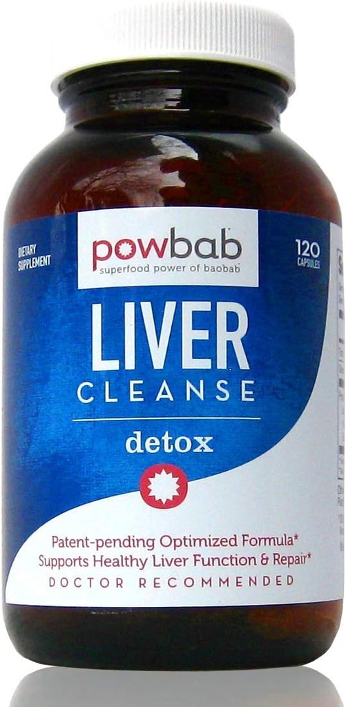 powbab Liver Cleanse Detox. #1 Patent-Pending Optimized Repair Formula. Liver Md Focus Forschung mit Bio Baobab, Beet Root Powder und Goji. Beats Milk Thistle Silymarin & Dandelion (120 Kapseln)