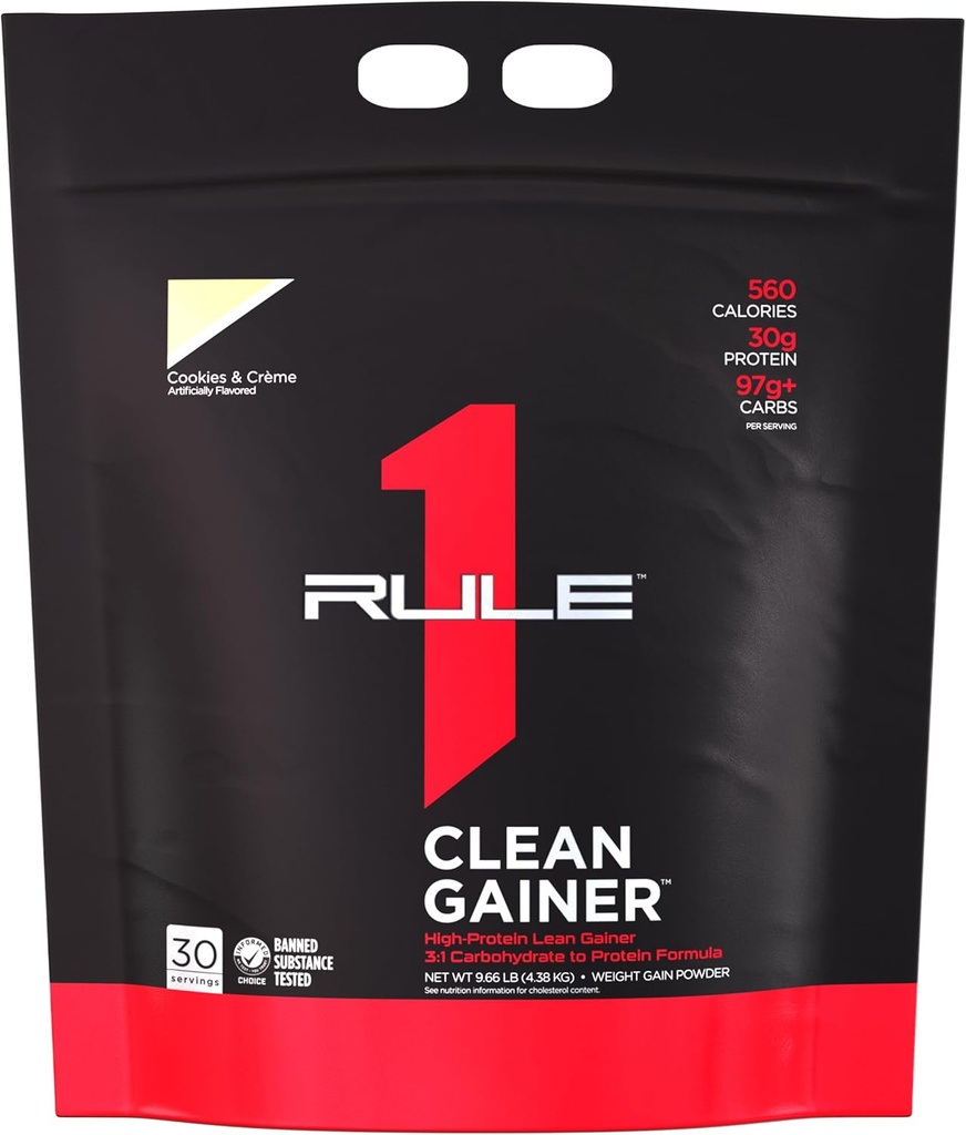 Regel 1 Clean Gainer - High-Protein Lean Gain Formel mit 560 Kalorien, 30g Full-Spectrum Protein, Über 90g Carbs, Unter 6g Fett (30 Servierungen, Cookies & Crème)