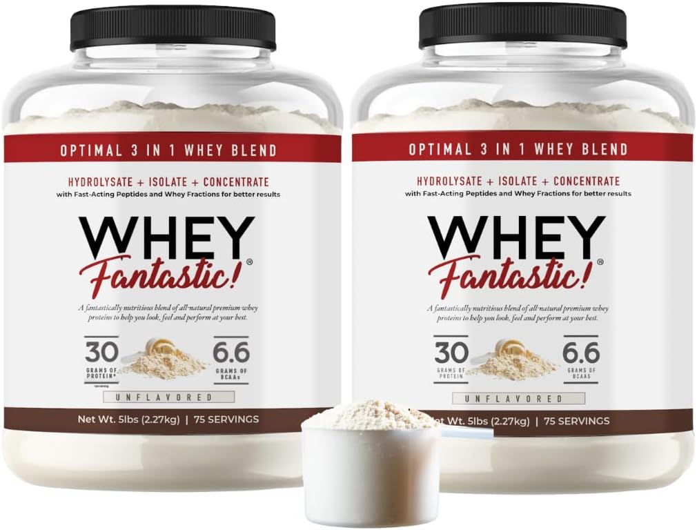 3-in-1 Whey Protein Powder Entflammt 2 x 5lb – 30g Grass-Fed Protein aus Whey Hydrolysat, Isolat und Konzentrat pro Servierung – Non-GMO, Soy-Free, Sugar-Free – 126 Servierungen