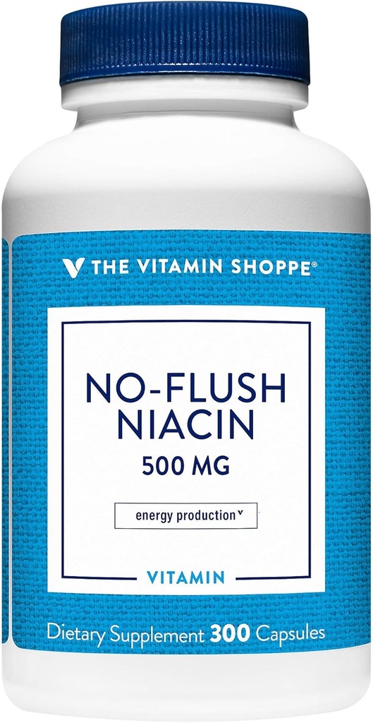 Der Vitamin Shoppe No Flush Niacin 500MG unterstützt Cholesterol Levels bereits im Normalbereich, unterstützt Metabolismus und Energieproduktion, einmal täglich (300 Kapseln)