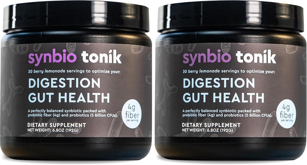 Synbio Tonik Präbiotika und Probiotika Pulver | Berry Lemonade | Probiotics for Digestive Health | Daily Supplement | Verbessern Sie Verdauung und Bowel Bewegungen | Erhöhen Sie Energie und Klarheit | 2 Tuben