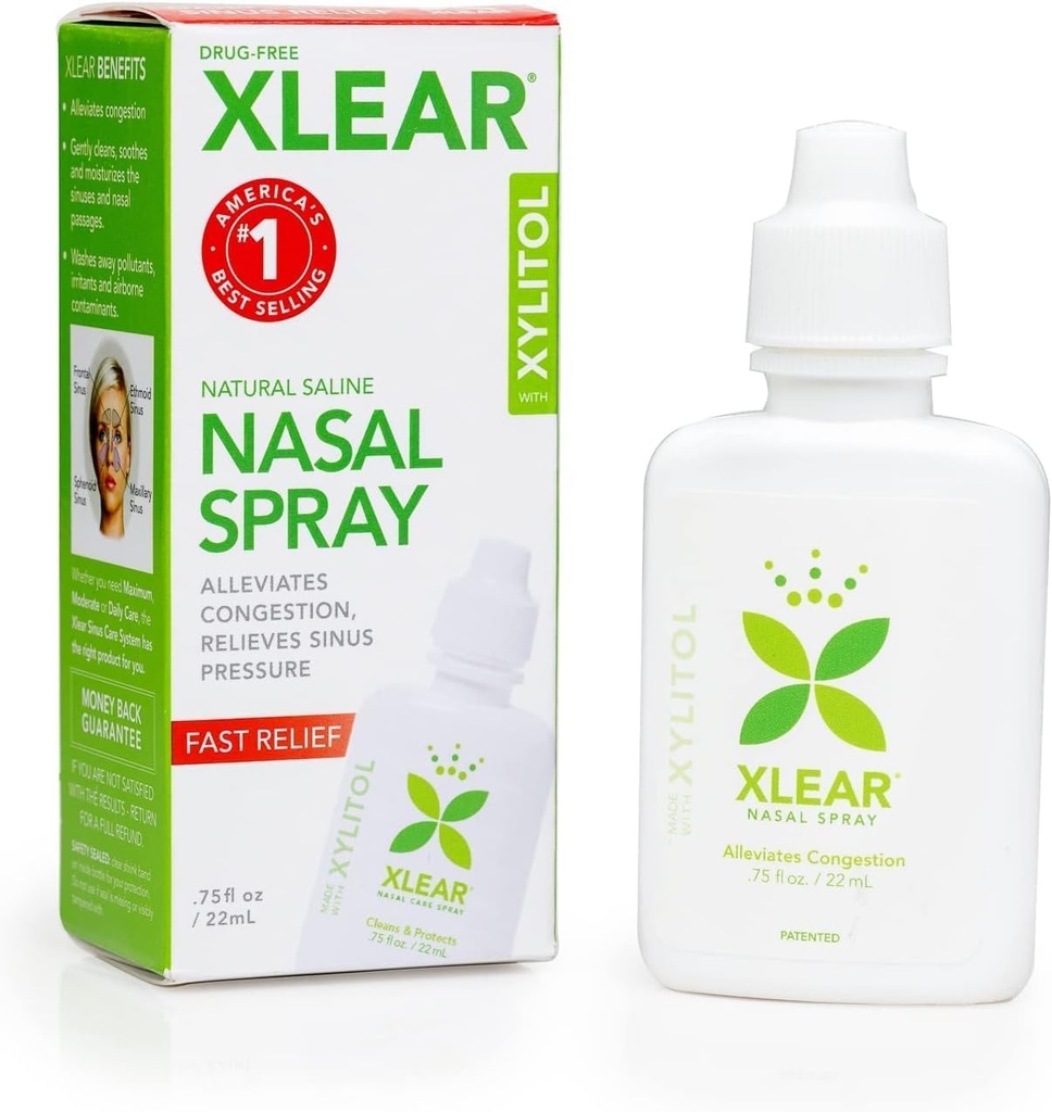 Xlear Natural Saline Nasal Spray mit Xylitol, Nose Moisturizer für Kinder und Erwachsene, 0.75 fl oz (Pack von 1)