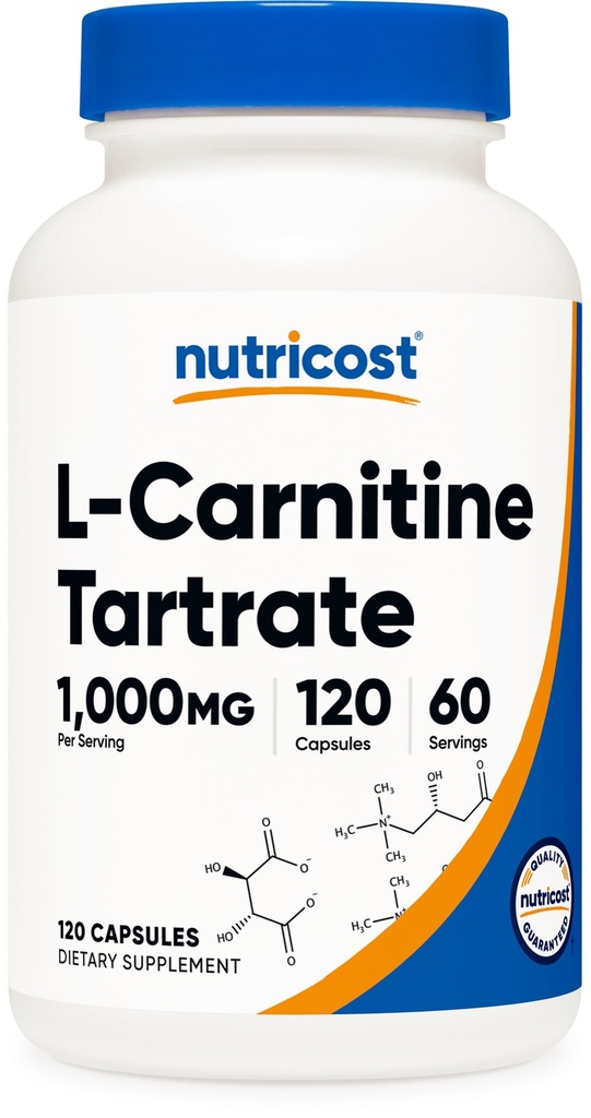 Nutricost L-Carnitin Tartrat 1000mg, 120 Kapseln - 500mg pro Kapsel (60 Servierungen)