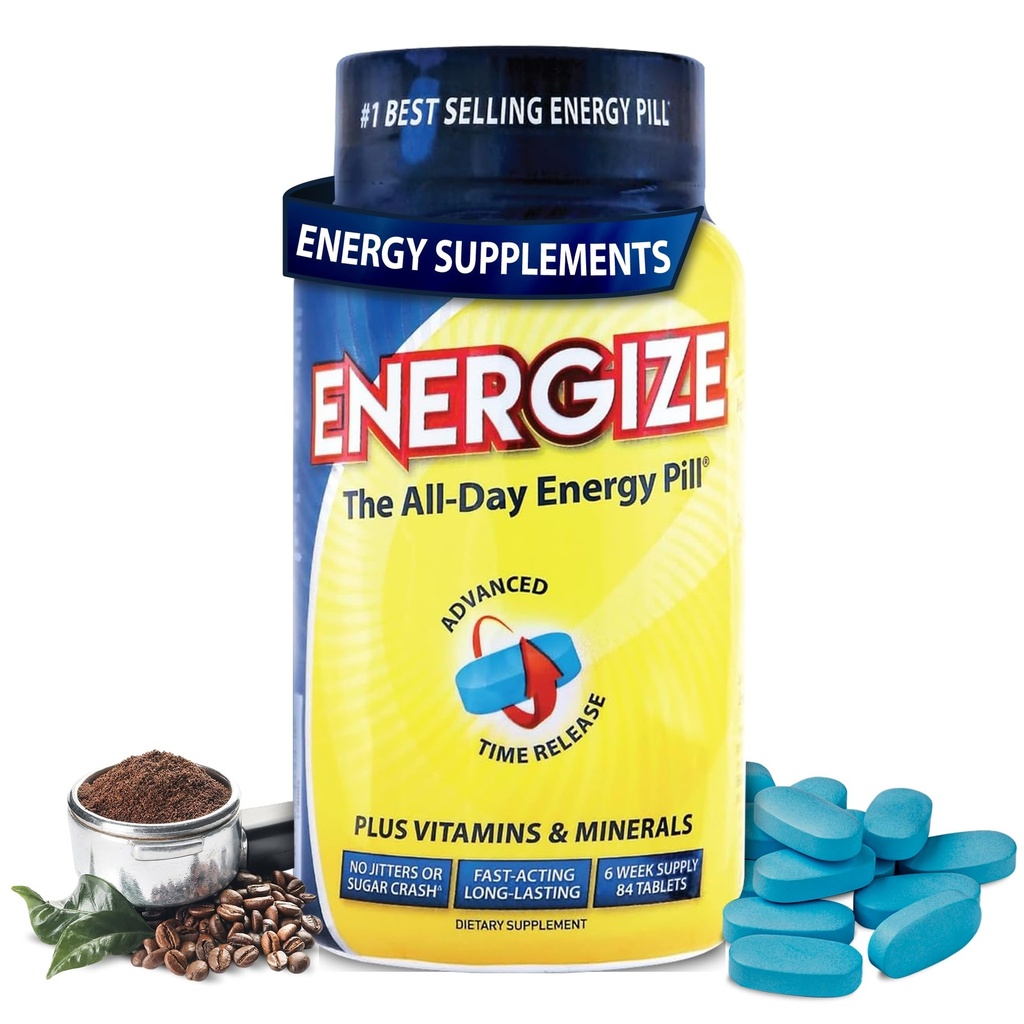 iSatori Energize Koffein Pillen - Fast Acting All-Day Energy Supplement mit Time Release Koffein & Natural Nootropic Support - No Jitters oder Crash - Energie Vitamine für Männer und Frauen - (84 Tabletten)