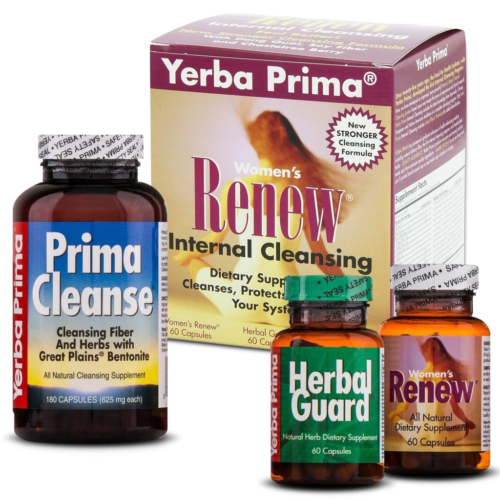Yerba Prima Women's Renew Interne Reinigung - 30-Tage-Programm - Kit umfasst 3 Flaschen - Detox Cleanse für den weiblichen Körper entworfen