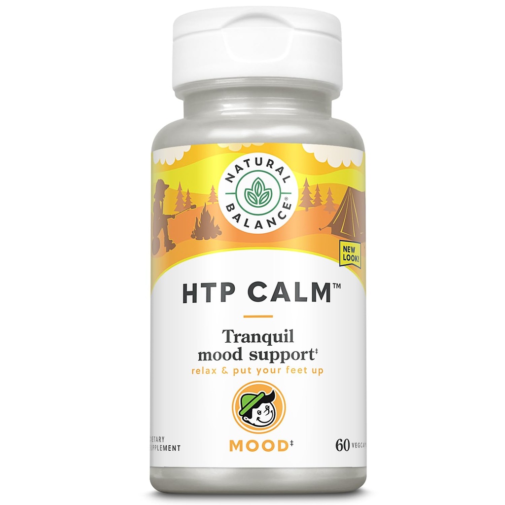 Natürliche Balance HTP Calm | Kräuterergänzung hilft Mood, Entspannung & Stress | Vitamin B-6, Kava Kava & St. Johns Wort | 60 Caps