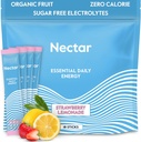 Nectar Energy Booster - Organic Caffeine, B12 & Elektrolyte - Sugar Free & Zero Calorie – Healthy Coffee, Energy Drink & Soda Alternative – Hydration & Energy Supplement (Straw. Lemonade 18 Pakete)