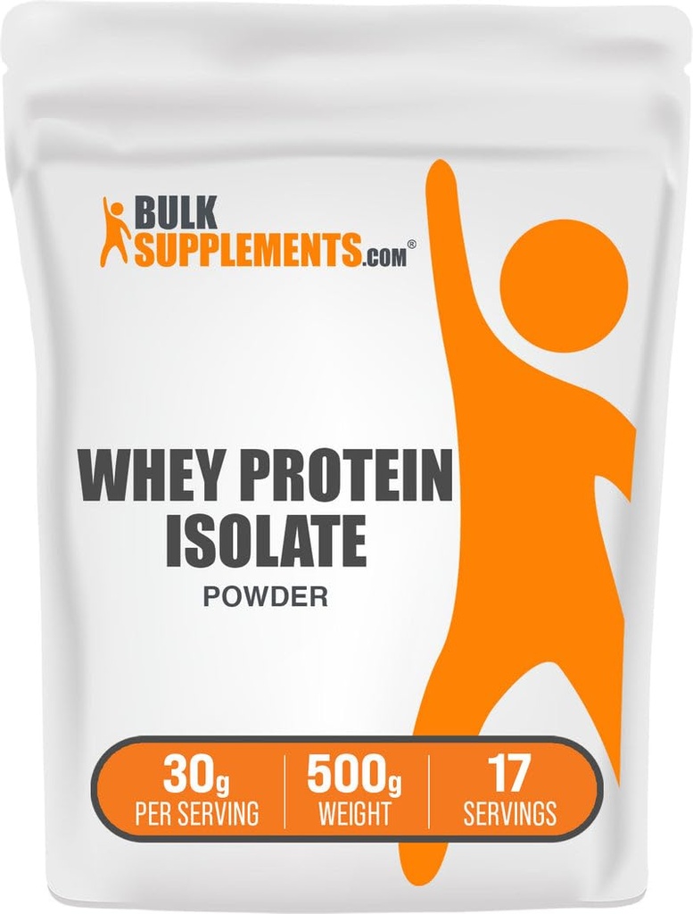 BulkSupplements.com Whey Protein Isolate Powder - Unflavored Whey Protein Powder, Nutritional Supplement - Glutenfrei, 30g pro Servierung, 500g (1.1 lbs) (Pack von 1)